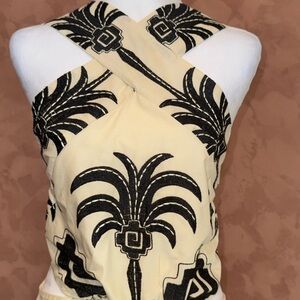 Johanna Ortiz Cream and Black Cross-Strap Top